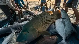 Fishing Techniques: How to trap stream fish and Traditional fish with Net catch a last half fish;
