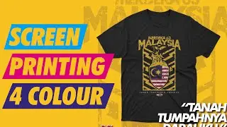 SILKSCREEN PRINTING. SOLID RUBBER DYE 4 COLOUR SCREEN PRINTING. MALAYSIA MERDEKA T-SHIRT.