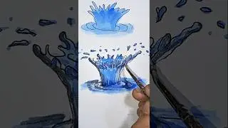 Realistic Water Splash Drawing 🌊| Satisfying Watercolor Art #easydrawing #drawing #art #shorts