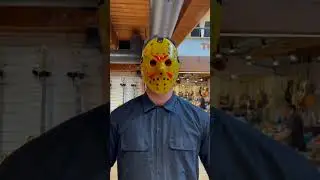 Jason Voorhees trades in a Custom Charvel at CME! #fridaythe13th #charvelguitars