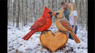 This Chainsaw Carving Turned Into the CUTEST Love Story Ever 🪚🦜❤️