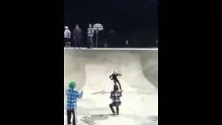 Hunter ollie into huge bowl at Fowler Skatepark