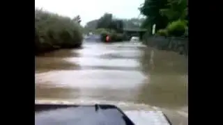 land rover driving through VERY DEEP water