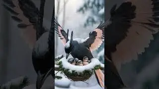 #mother #birds In Nest Sheltering Her Chicks from the Snowstorm #shorts #nature #winter #wildlife