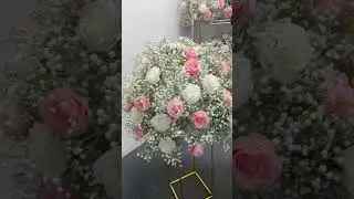 White Pink Roses Babysbreath Series Wedding Table Floral Arrangement #floraldesign #diy #table