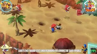 Land's End: Mario goes underground following the sand whirls in Super Mario RPG Remake.