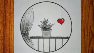 Pencil Scenery Drawing Art || Biutiful Pencil ||Sketch Draw || Simple Design Very Nice Circle 