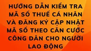 HƯỚNG DẪN KIỂM TRA MÃ SỐ THUẾ VÀ ĐĂNG KÝ CẬP NHẬT MÃ SỐ THEO CĂN CƯỚC CÔNG DÂN CHO NGƯỜI LAO ĐỘNG