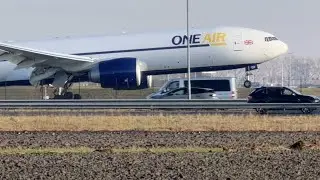 BOEING 777-F ONE AIR FROM BAKU TO AMSTERDAM LANDING SCHIPHOL AIRPORT GONEH PLANE SPOTTING #aviation