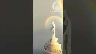 A rainbow appears on the Shrine of Our Lady of Lebanon on the last day of Pope Leo's visit