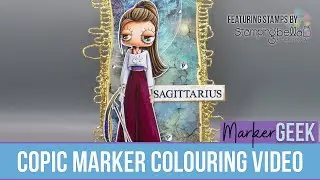 Copic Marker Colouring Stamping Bella Oddball Zodiac Sagittarius rubber stamp