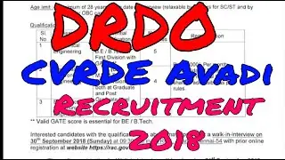 DRDO CVRDE Avadi Jobs 2018: Apply Online for 14 JRF Posts