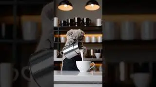 Кот-бариста уже варит кофе😸/ Furry service only: coffee made by our adorable barista cat! #cutecat