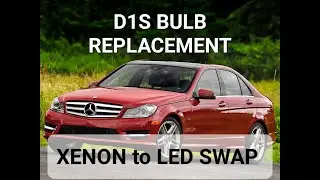 Установка светодиодной лампы D1S на Mercedes C-класса W204, руководство по замене лампочек в фарах.