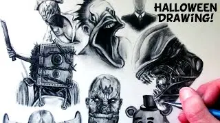 Halloween Drawing - Horror Game Characters - Fan Art Time Lapse