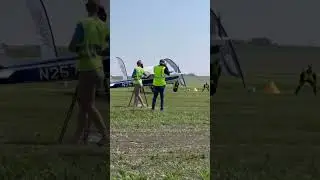 Tim Knutson taking off in the Cessna 150e at Wayne America STOL Competition