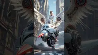 🏍️ A Flying Motorcycle with Wings in the Future City! 🚀✨ #futuristicdesign