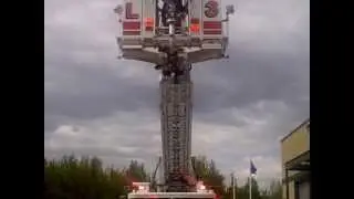 Tri-Municipal Mayors ride in the bucket of the Town's new aerial fire truck (May 22, 2013)
