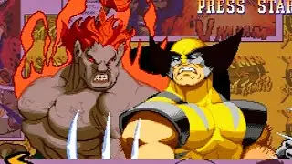 X-Men vs Street Fighter Sega Saturn 60FPS Arcade Mode with Akuma and Wolverine