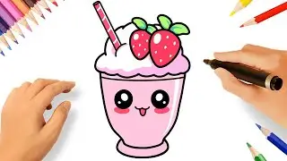 HOW TO DRAW A KAWAII STRAWBERRY MILKSHAKE 🍓😊