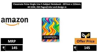 Classmate Pulse Single Line 5 Subject Notebook   297mm x 210mm, 60 GSM, 250 PagesColor and design m