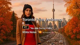 Toronto Driving Ambience 2 Hours  🇨🇦 Fall🍁(Autumn) Relaxing 4K Dash-cam + White Noise No Ads + Loop