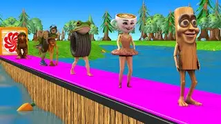 Long Slide Game with Cow Elephant Gorilla Hippopotamus Tiger 3d Animal Game Funny 3d Animals