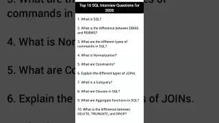 Top 10 SQL Interview Questions for 2026