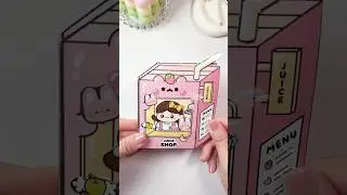 Quiet Book Strawberry Milk Juice Drink Shop 3D Book Collage#QuietBook #pop-upbook #diy #sticker