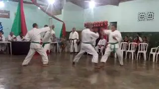 Exame de faixa de karaté da verde  para roxa.