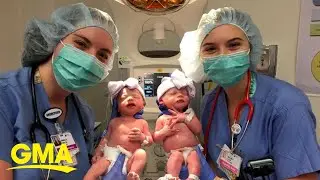 Newborn twins share same names as nurses caring for them l GMA