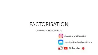 Factorising Quadratic Trinomials 1