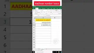 Aadhaar number issue fix in Ms-Excel #msexcel #galaxycomputer #galaxycomputerbksc #gcbokaro #aadaar