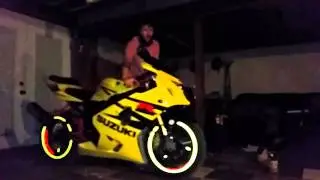 Suzuki  gsxr  with reflective  rim stripes