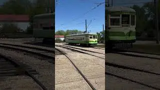 Illinois Terminal Trolley Car 415 pulls out of the barn at the Illinois Railway museum #train
