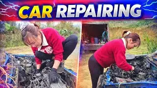 Girl Repairs an Old Car Engine by Hand | Amazing Car Repair Skills