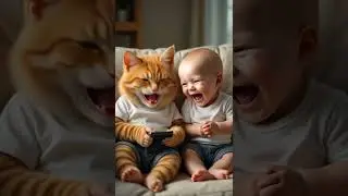 Baby fart and cat laughing🤣 #cat #funny #catshorts #cutecat #baby #funnycatvideo  Cat #minitoons tv