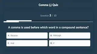 Comma (,) Quiz | Comma (,) Examples & Practice Exercise | English Grammar Test