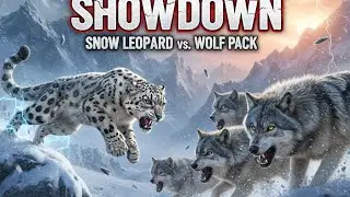 Alpha showdown!!! Snow leopard vs wolf pack