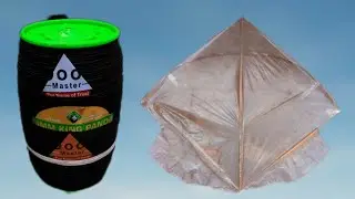 Kite making with polythene at home||How to make kite with plastic bag and broom sticks