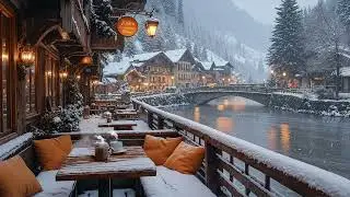 Winter Jazz ❄️🎷 Warm Daytime Alpine Village Mood with Gentle Jazz Piano by the Snowy River