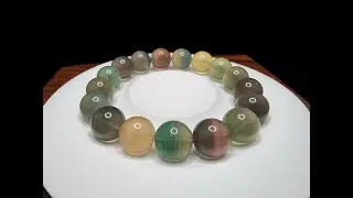 Gelang Batu Crystal Rainbow Flourite Quartz Calming Stone Super 12mm C1699