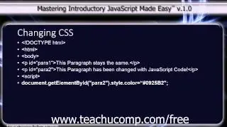 JavaScript Training Tutorial Changing CSS