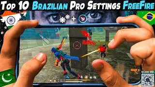 Top 10 Brazilian🇧🇷Pro Settings Free Fire With Eternal Avenger Bundle | New Headshot Setting ~