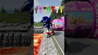 Monster Lightning McQueen Colorful Small to Giant Cars vs Butcher Bollards Crashes #299