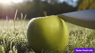 Green Apple Sliced in the Field &mdash; Juicy Macro & Fresh Outdoors! #apple #fruit #viral