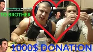 TYLER1 1000$ DONATION TO HIS BROTHER ON TWITCH (WITH CHAT)