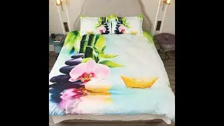 3D Phalaenopsis and Paper Boat Printed 4-Piece Bedding Set Duvet Cover Set Polyester