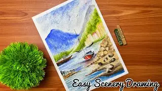 How to Draw Scenery | Easy Oil Pastels Drawing for Beginners #oilpasteldrawing #art #drawing 