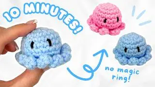 EASY crochet mini jellyfish octopus tutorial for BEGINNERS (no-sew!) | how to crochet amigurumi 🐙